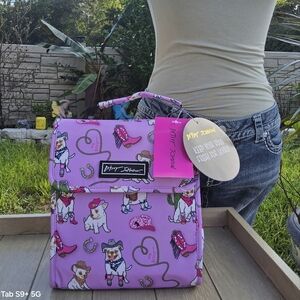 NWT BETSEY JOHNSON HOWDY PUPS FLAP TOP INSULATED LUNCH TOTE